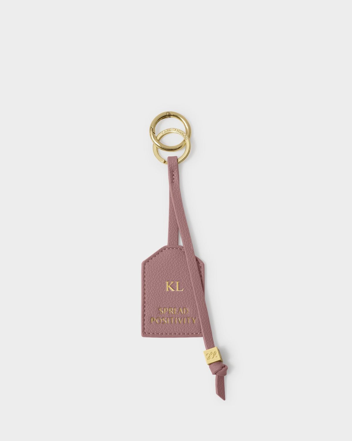 Sentiment Tag Keyring 'Spread Positivity' in Deep Rose