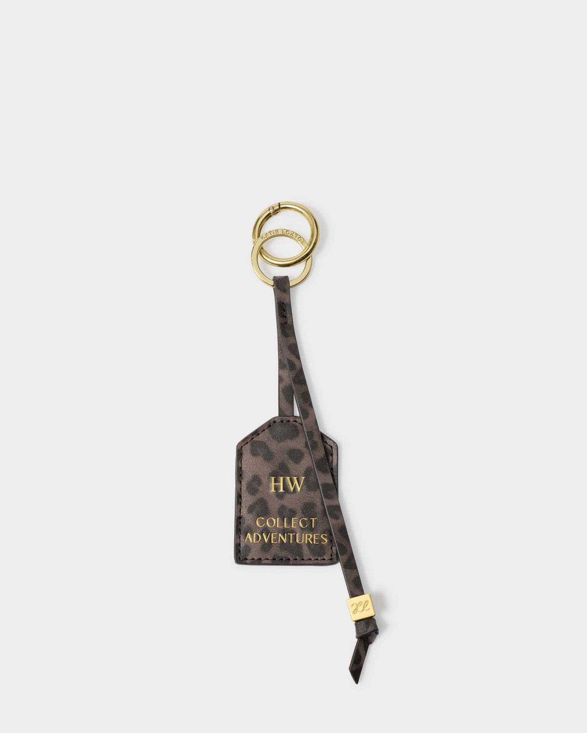 Sentiment Tag Keyring 'Collect Adventures' in Chocolate Leopard