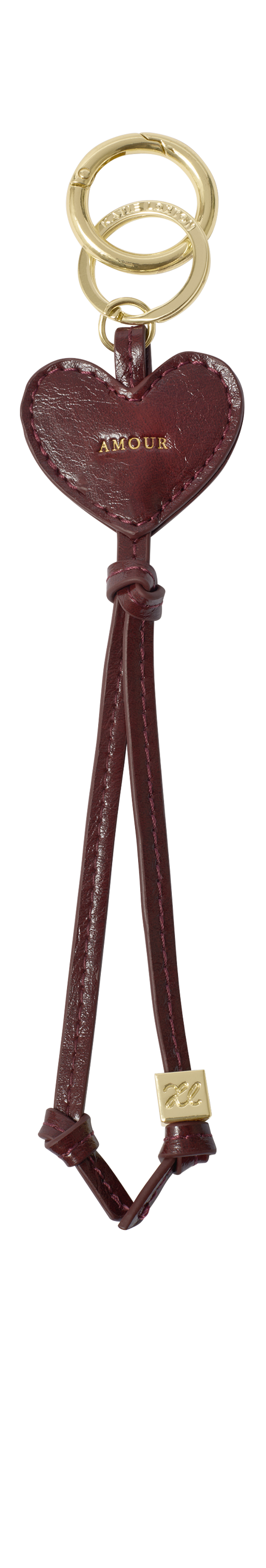 Heart Patent Crackle Bag Charm Keyring 'Amour' in Cherry