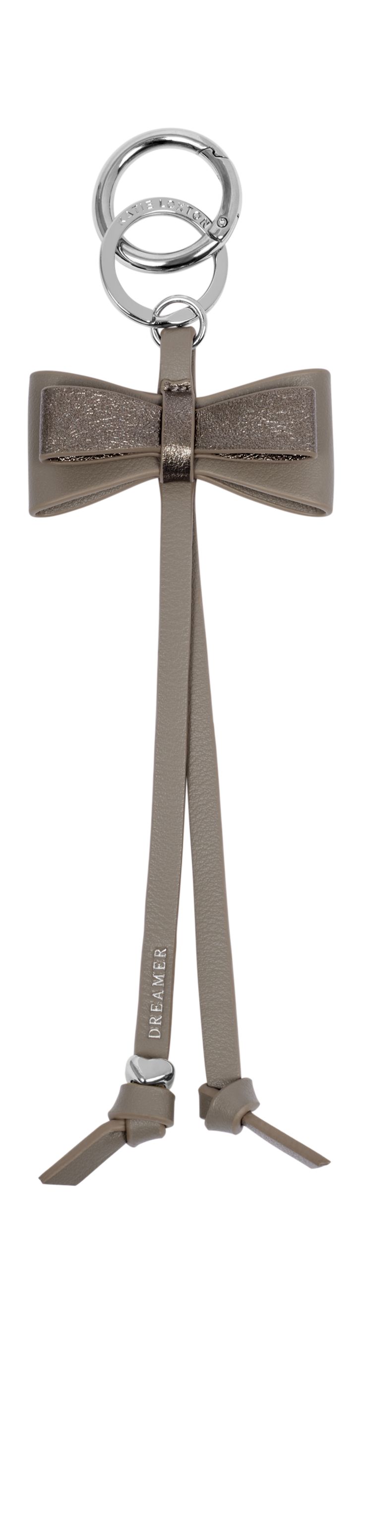Bow Charm Keyring 'Dreamer' in Silver Mink and Pewter