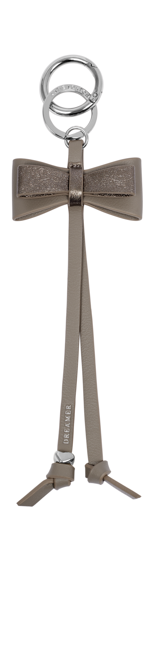Bow Charm Keyring 'Dreamer' in Silver Mink and Pewter