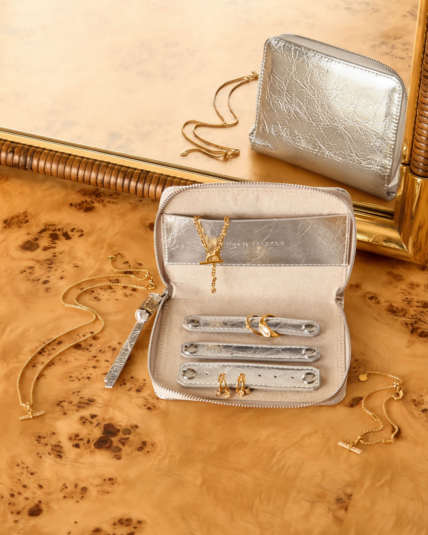 Slim Jewellery Case 'Time To Sparkle' in Silver