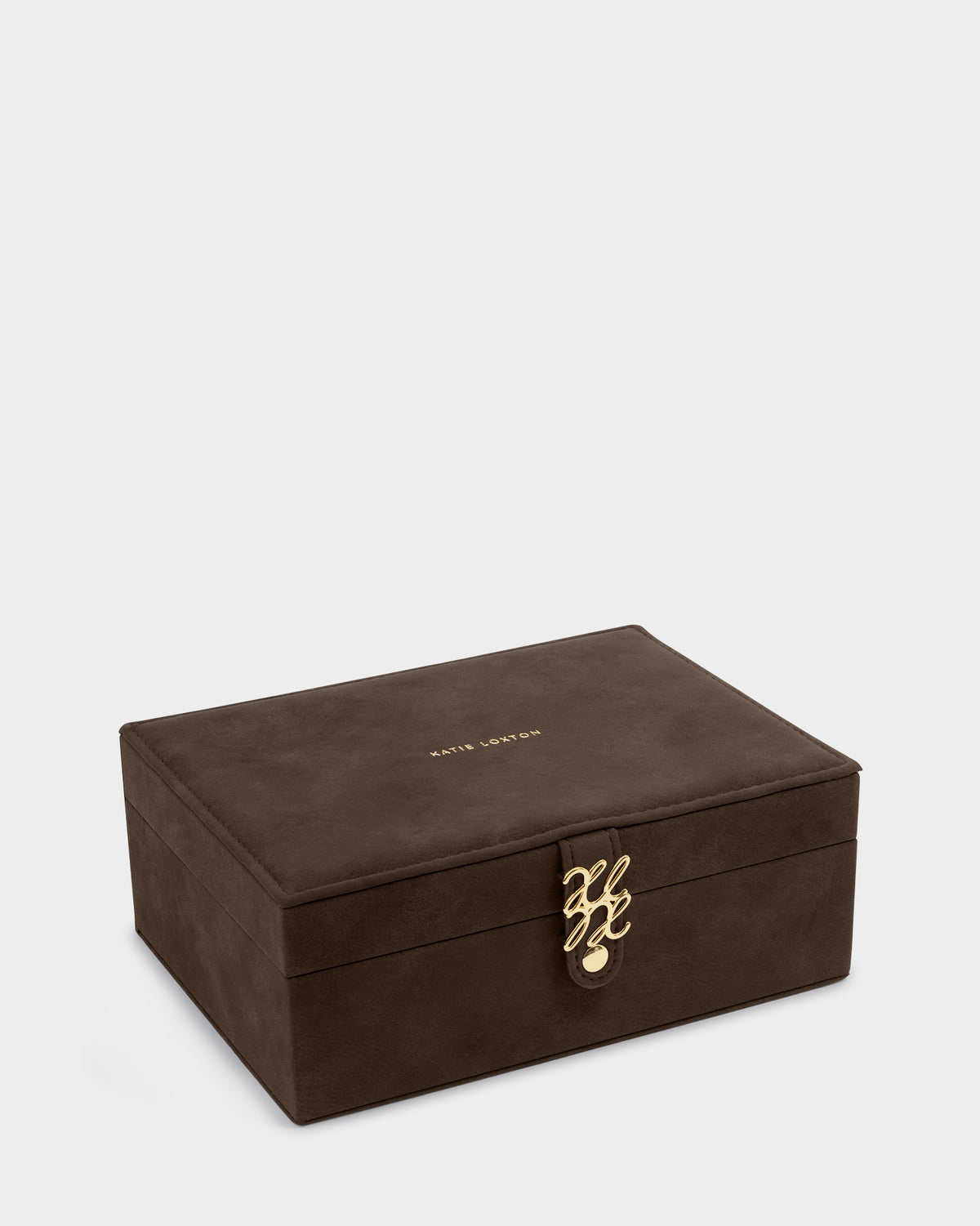 Large Signature Suedette Jewellery Box in Chocolate
