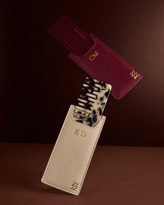 Hair Comb and Case in Pale Tortoiseshell