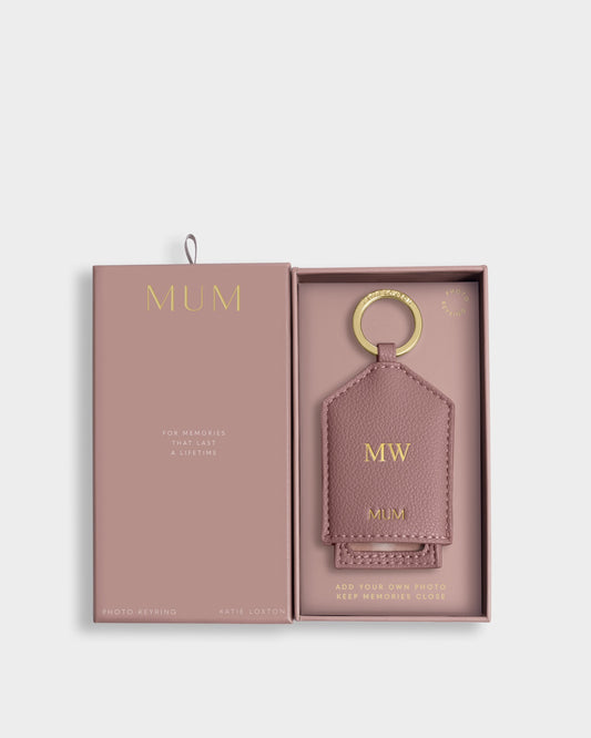 Boxed Photo Keyring 'Mum' in Deep Rose