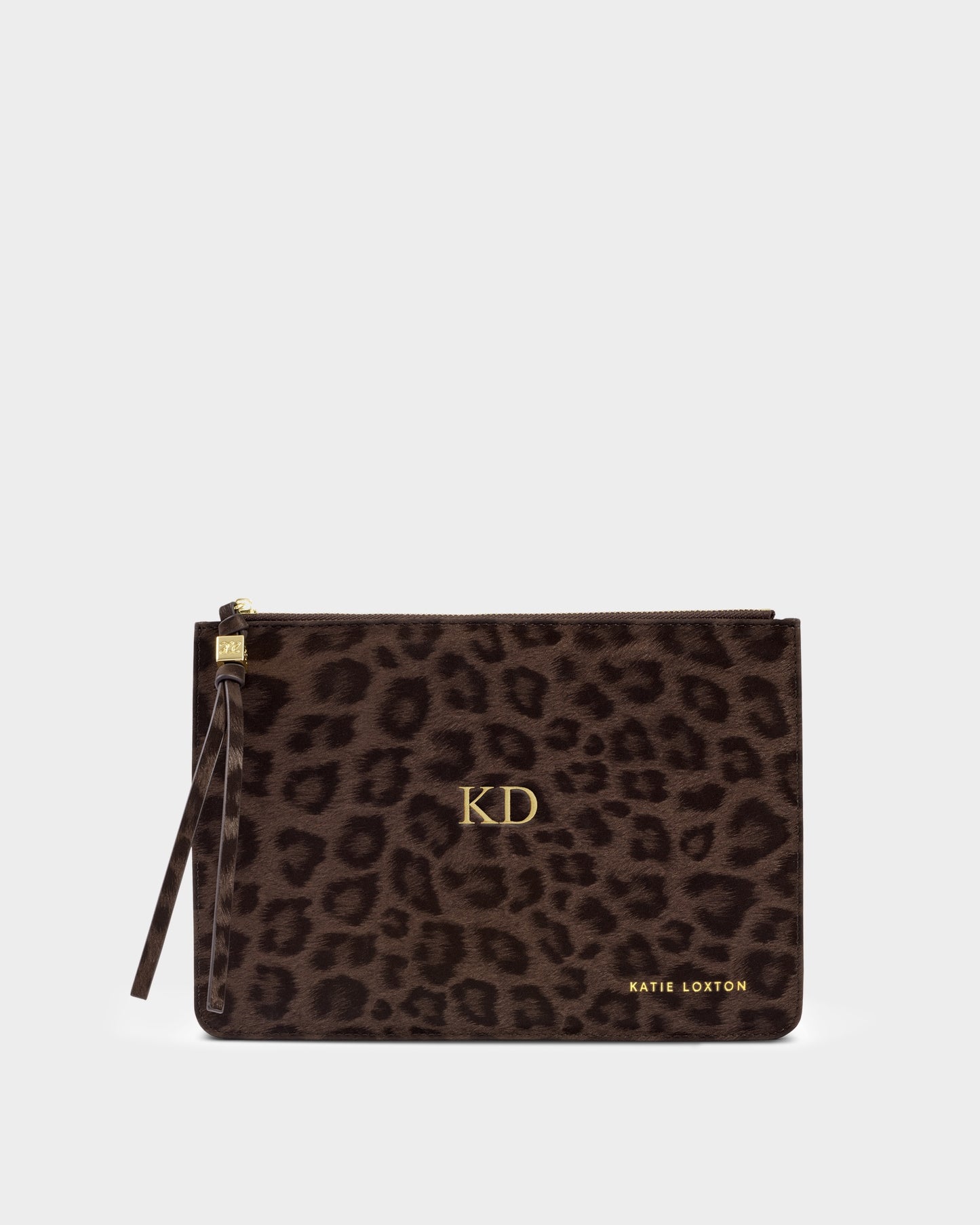 Tassel Charm Pouch in Chocolate Leopard