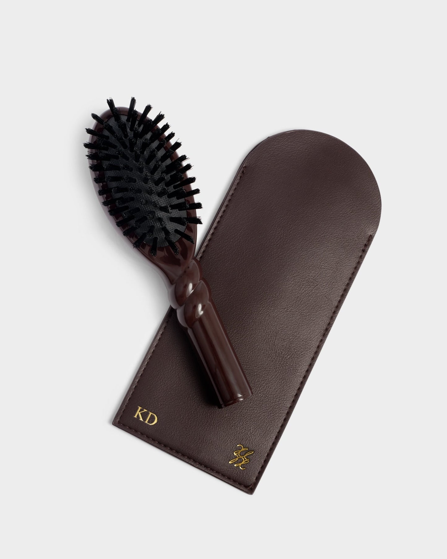 Boxed Hairbrush and Case Set in Chocolate