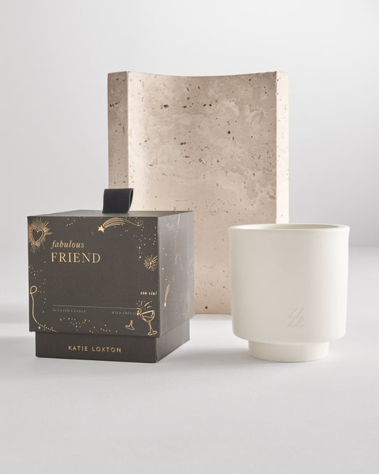 Ceramic Sentiment Candle 'Fabulous Friend' in Fresh Fig and Wild Freesia