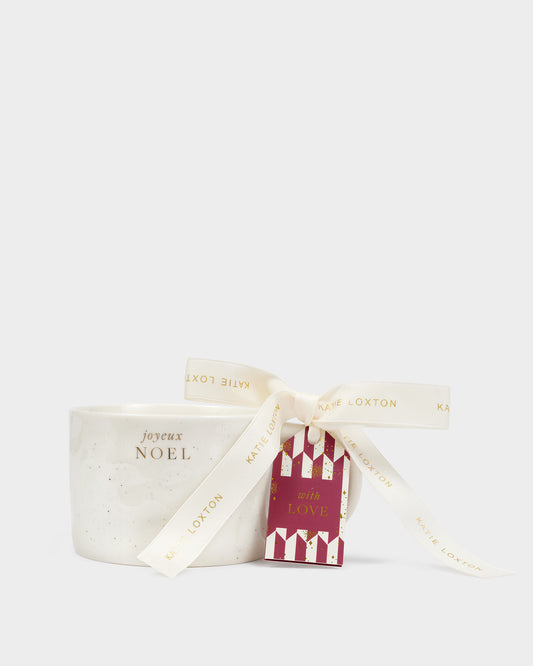 Organic Speckled Sentiment Mug with Tag 'Joyeux Noel'