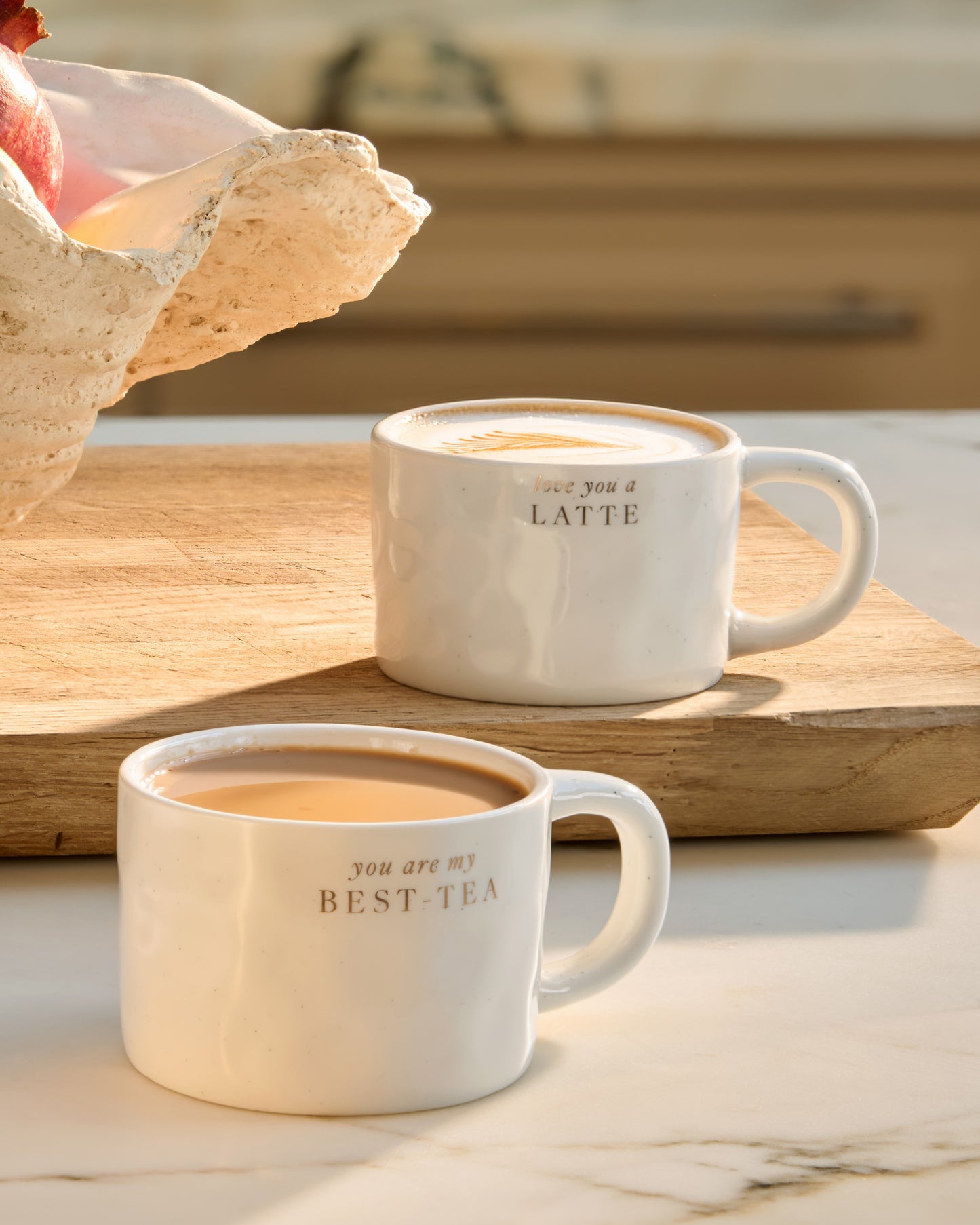 Organic Speckled Sentiment Mug with Tag 'Love You A Latte'