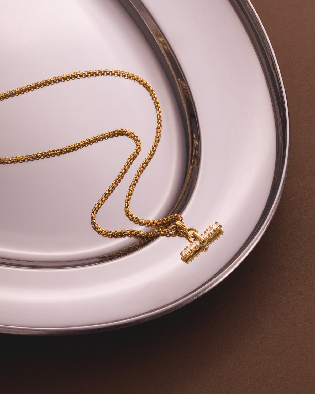 Lustre Waterproof Gold T-Bar Necklace