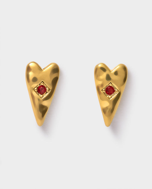 Rouge Noir Waterproof Gold Heart Earrings