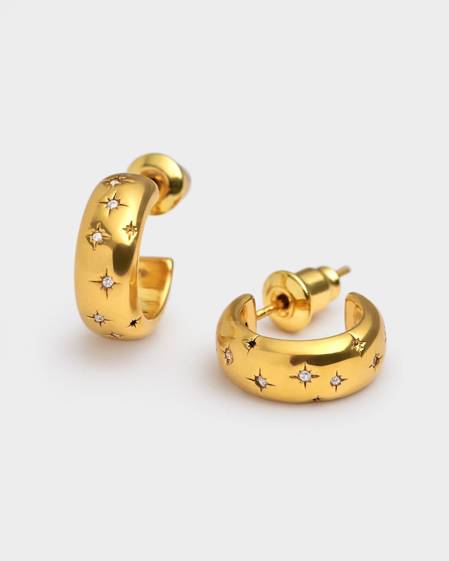 Starry Waterproof Gold Hoop Earrings
