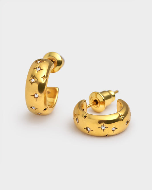 Starry Waterproof Gold Hoop Earrings
