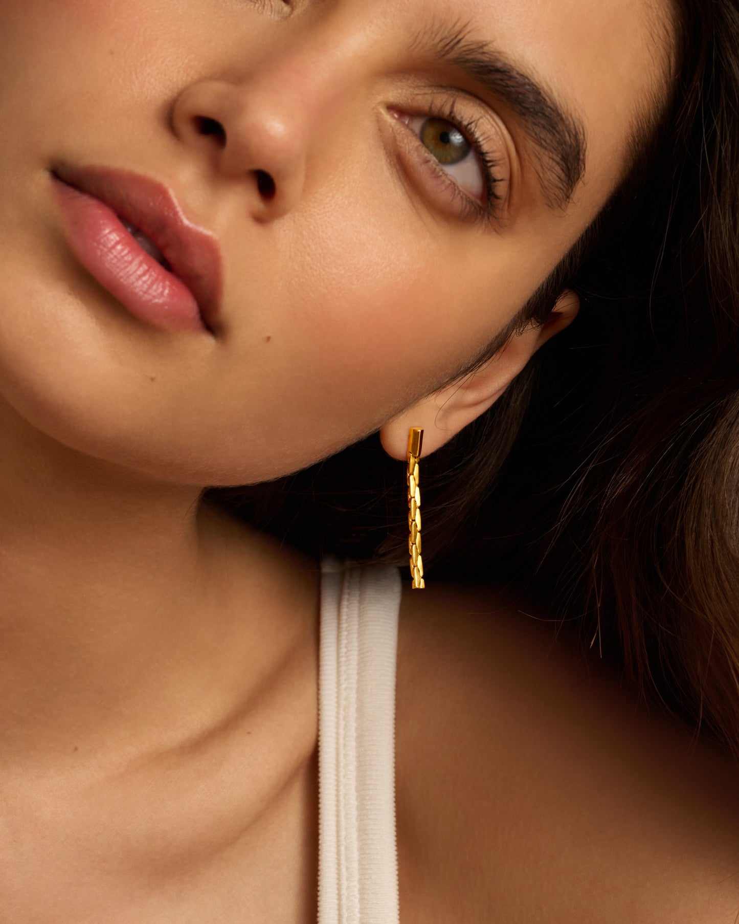 Harlequin Waterproof Gold Drop Stud Earrings