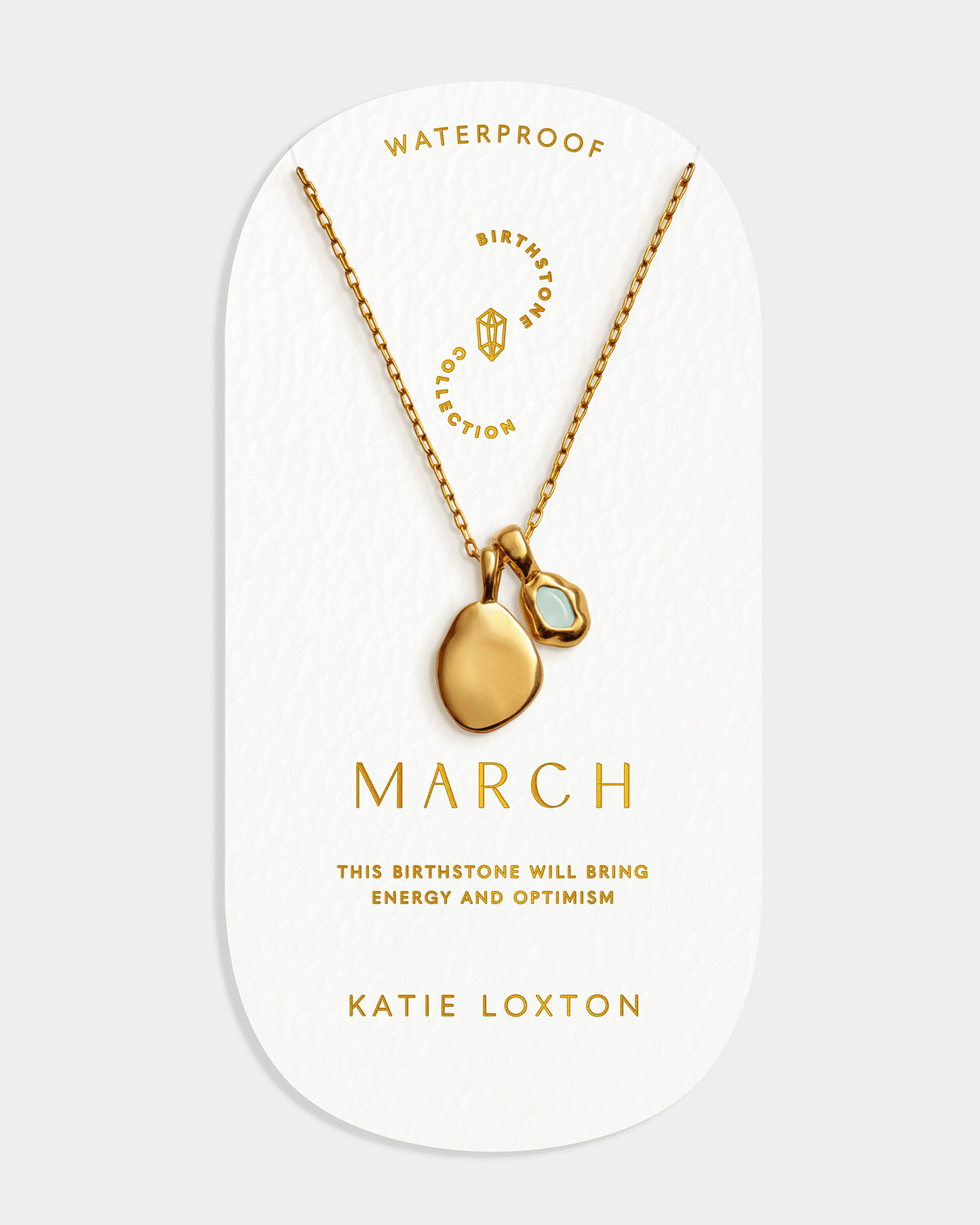 'March' Waterproof Gold Birthstone Necklace¬†