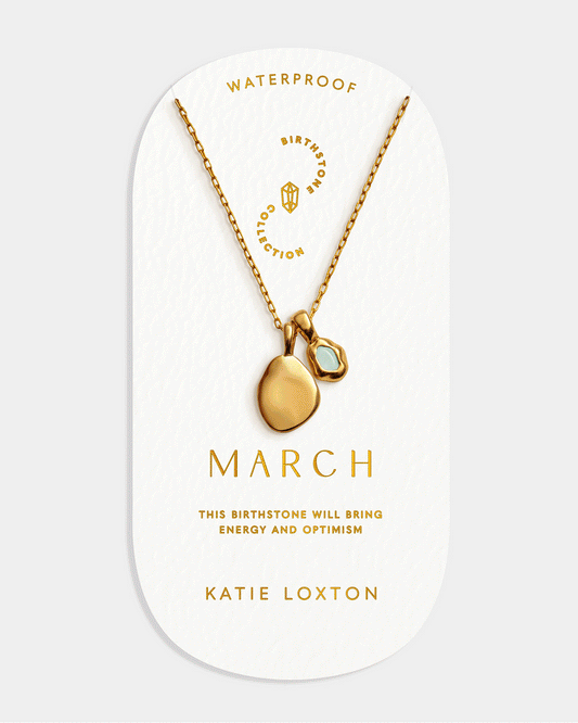 'March' Waterproof Gold Birthstone Necklace¬†