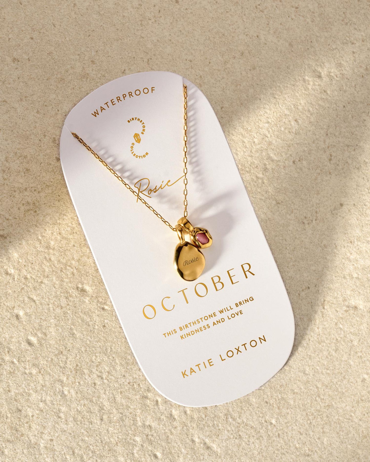'October' Waterproof Gold Birthstone Necklace¬†