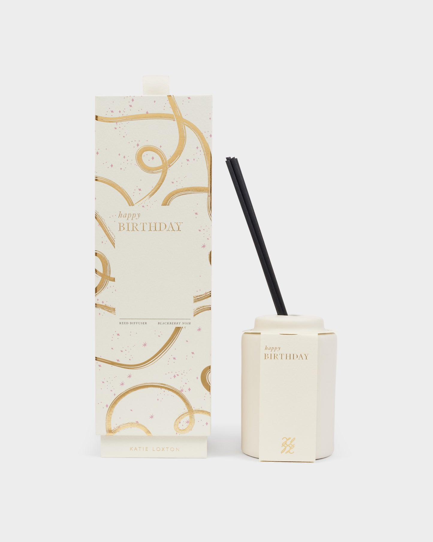 Ceramic Sentiment Reed Diffuser 'Happy Birthday' in Blackberry Noir