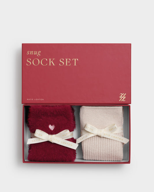 Gift Boxed Duo Socks in Cherry and Pink