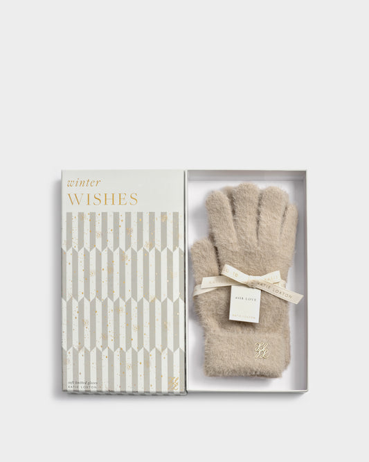 Gift Boxed Soft Knitted Gloves in Taupe