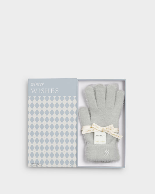Gift Boxed Soft Knitted Gloves in Pale Grey