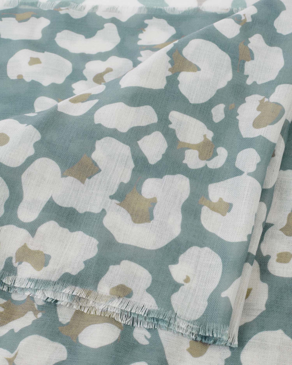 Abstract Floral Printed Scarf in Grey and Taupe