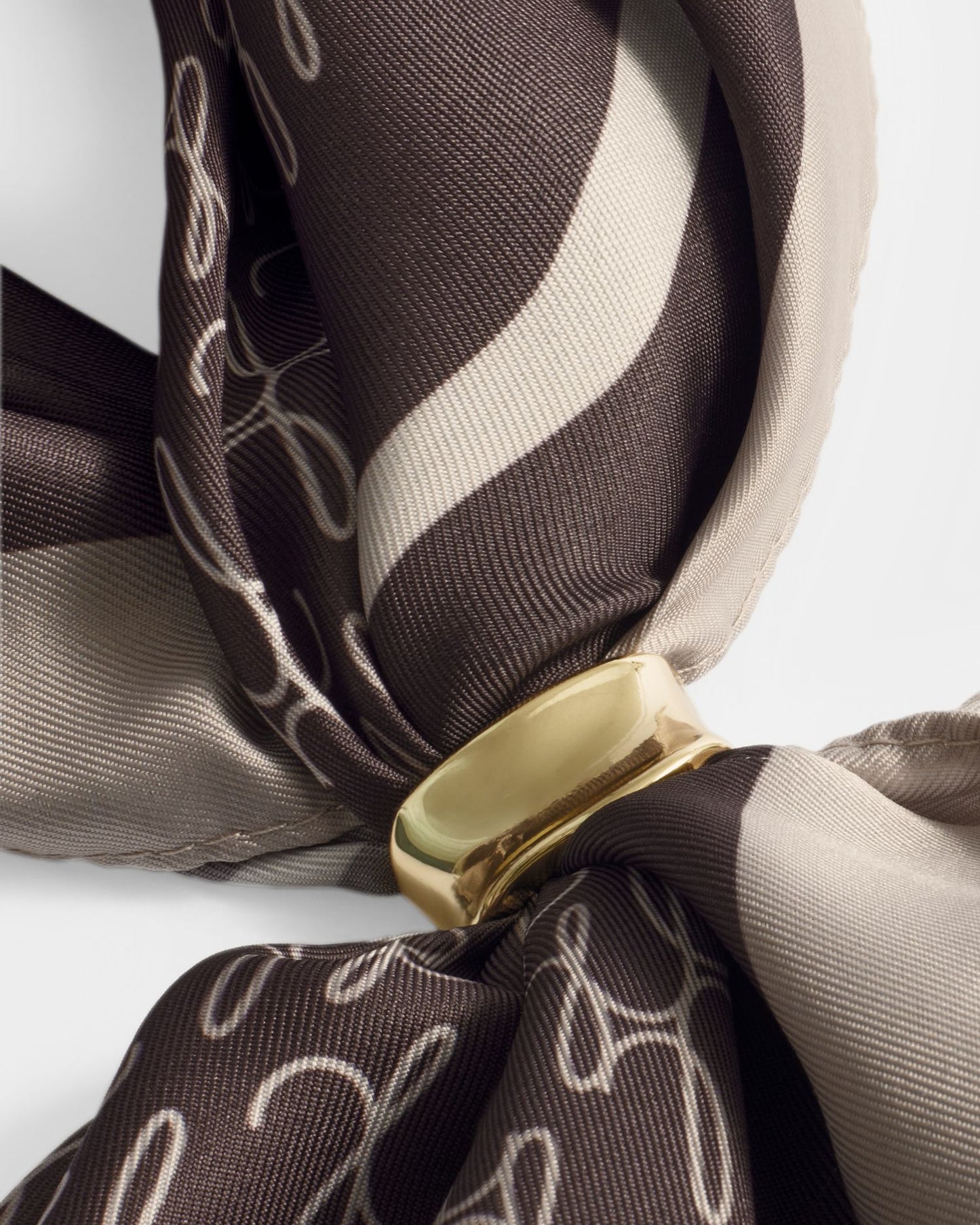 Logo Satin Multiway Scarf in Chocolate and Taupe