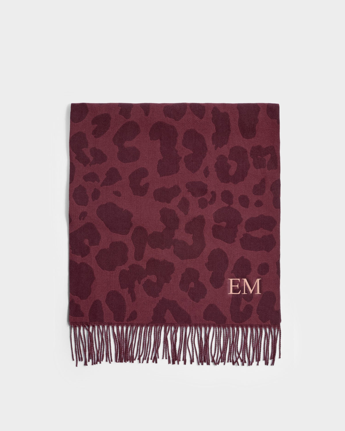 Leopard Printed Blanket Scarf in Mauve and Cherry