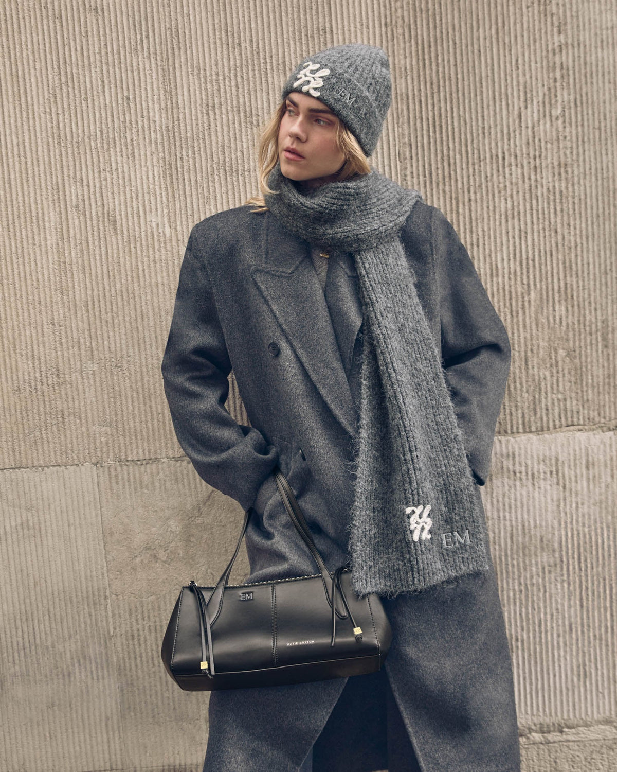 Logo Appliqué Scarf in Charcoal