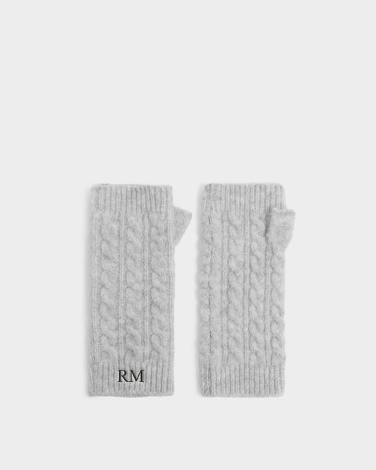 Cable Knit Hand Warmer in Light Grey