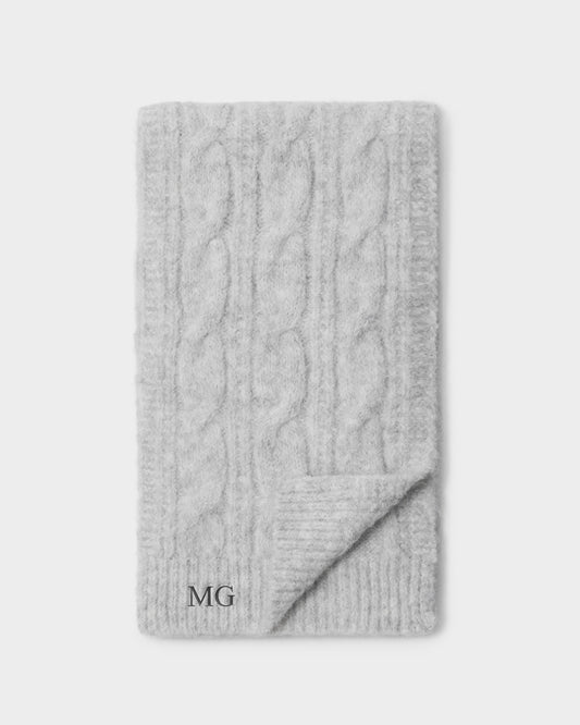 Cable Knit Scarf in Light Grey