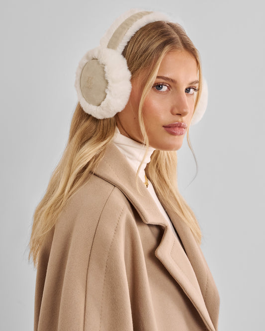 Faux Suede Earmuffs in Taupe