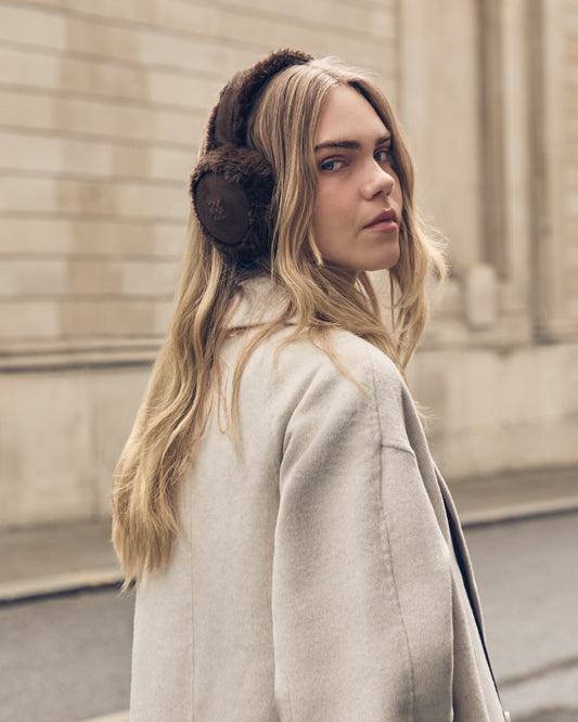 Faux Suede Earmuffs in Chocolate