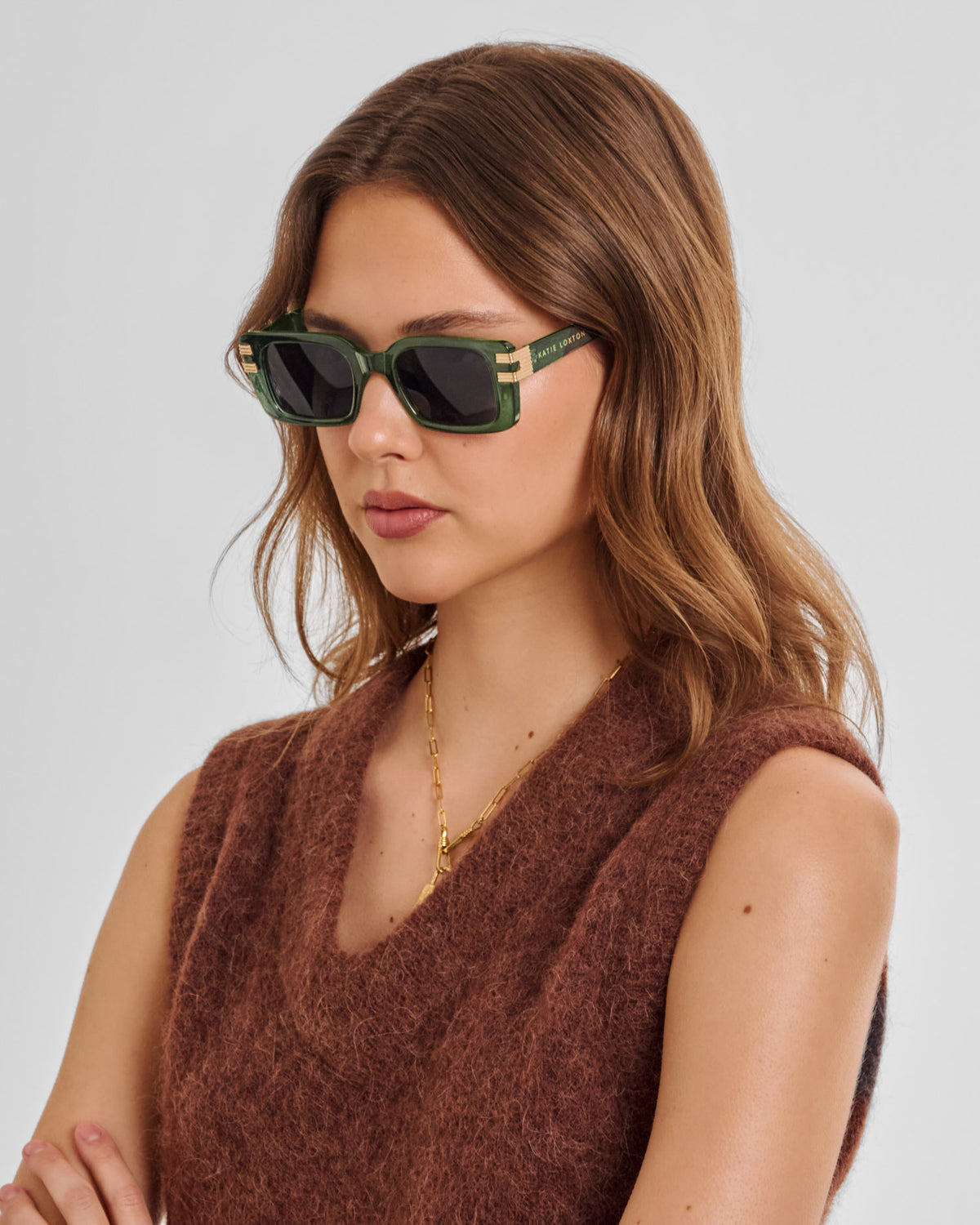 Malibu Rectangle Sunglasses in Transparent Green